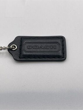 Coach Black Leather Hang Tag with Silver Chain